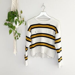 Lush Distressed Striped Sweater